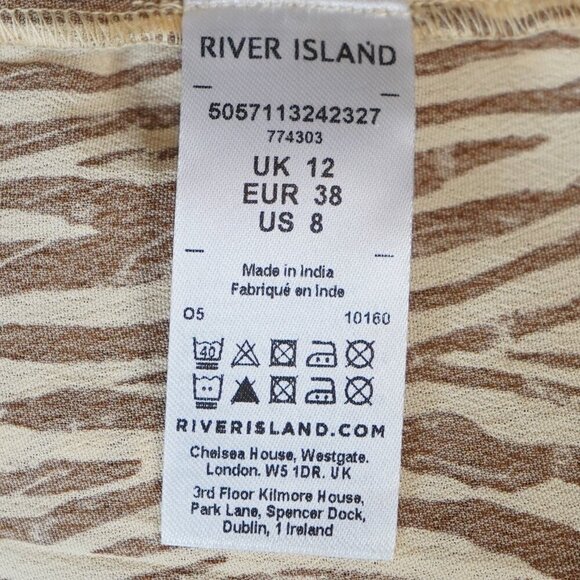 NWT, River Island, Zebra‎ Print Long Sleeve Faux Wrap Dress, Tan, Brown - Picture 7 of 7